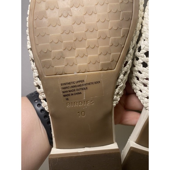 BIRDIES The Swan Mules Shoes Woven Faux Leather Pointed Toe White Slip On Sz 10 - Picture 11 of 16